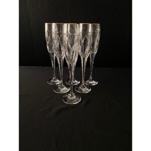 Set of 6 Mikasa Cachet Gold Crystal Stemware - Rare 1998-2000